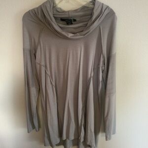 Pure Essence Cowl Neck Gray Longer Top Size Large